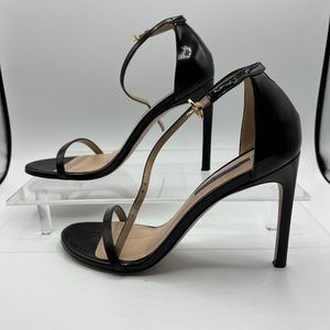 Stuart Weitzman Nudist Curve Patent Ankle-Strap Sandals